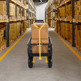 Spreaders & Wheelbarrows: VEVOR 500 Lbs Steel Garden Cart, Heavy Duty Garden Wagon Cart Pullable on Wheels, Metal Yard Utility Wagon Carts with 10" All Terrain Tires, Mesh Removable Sides and 180°Rotating Handle