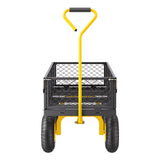 Spreaders & Wheelbarrows: VEVOR 500 Lbs Steel Garden Cart, Heavy Duty Garden Wagon Cart Pullable on Wheels, Metal Yard Utility Wagon Carts with 10" All Terrain Tires, Mesh Removable Sides and 180°Rotating Handle