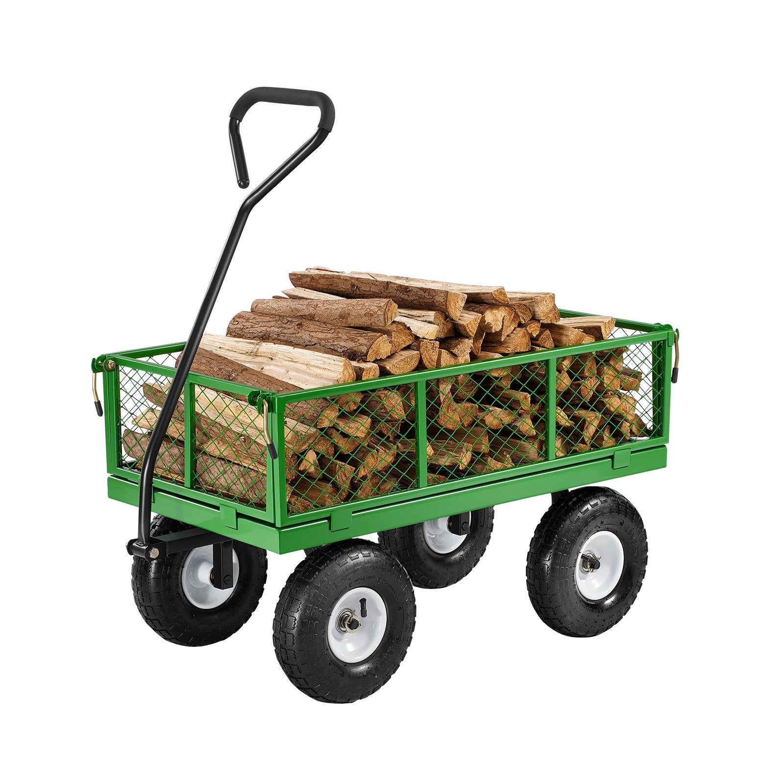 Kitchen & Dining Trolleys: VEVOR 680 Lbs Steel Garden Cart on Wheels, Heavy Duty Garden Wagon Cart Pullable, Metal Outdoor Utility Yard Wagon Carts with 10" Tires, Mesh Removable Sides and 180°Rotating Handle
