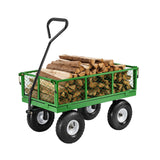 Kitchen & Dining Trolleys: VEVOR 680 Lbs Steel Garden Cart on Wheels, Heavy Duty Garden Wagon Cart Pullable, Metal Outdoor Utility Yard Wagon Carts with 10" Tires, Mesh Removable Sides and 180°Rotating Handle