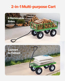 Kitchen & Dining Trolleys: VEVOR 680 Lbs Steel Garden Cart on Wheels, Heavy Duty Garden Wagon Cart Pullable, Metal Outdoor Utility Yard Wagon Carts with 10" Tires, Mesh Removable Sides and 180°Rotating Handle