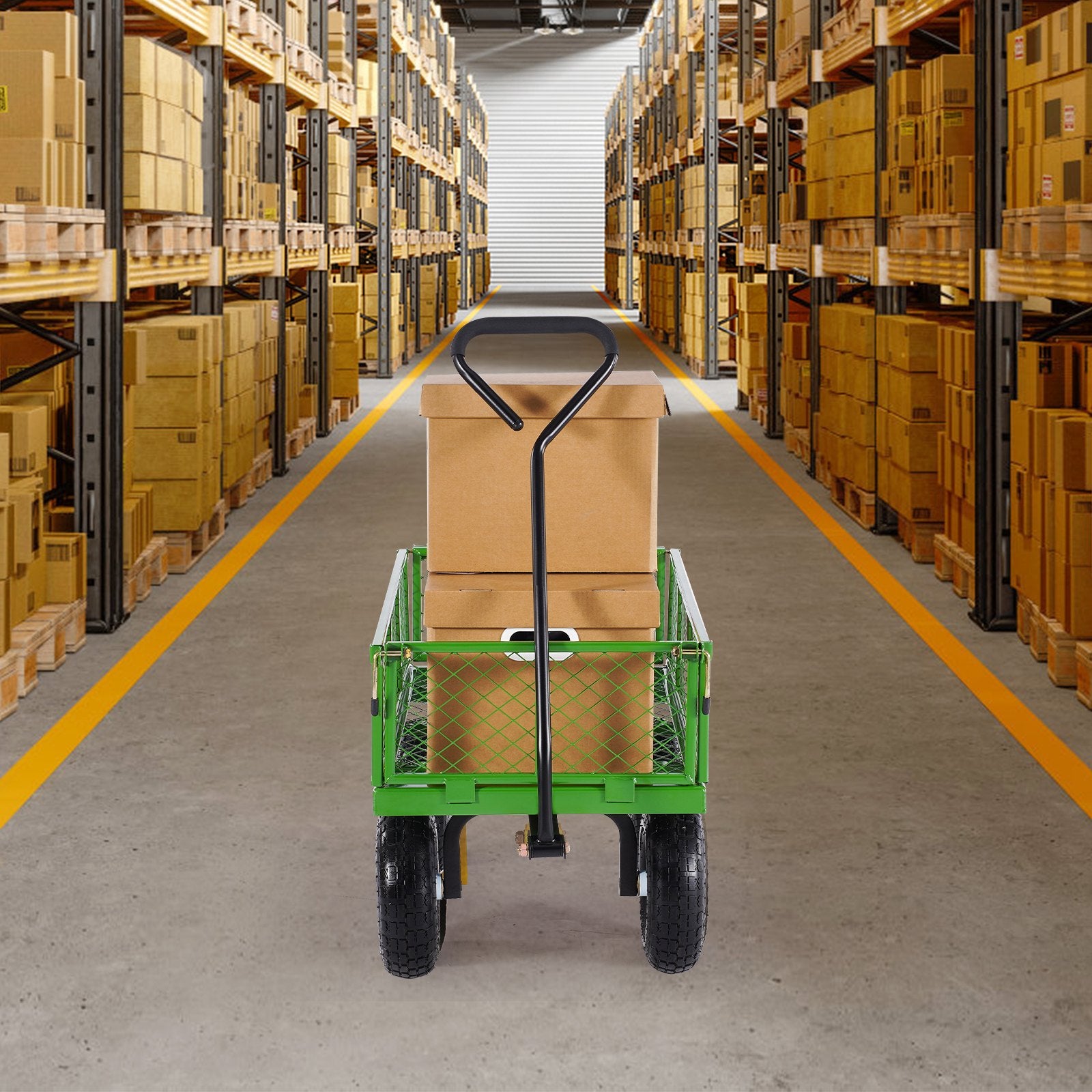 Kitchen & Dining Trolleys: VEVOR 680 Lbs Steel Garden Cart on Wheels, Heavy Duty Garden Wagon Cart Pullable, Metal Outdoor Utility Yard Wagon Carts with 10" Tires, Mesh Removable Sides and 180°Rotating Handle