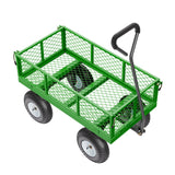 Kitchen & Dining Trolleys: VEVOR 680 Lbs Steel Garden Cart on Wheels, Heavy Duty Garden Wagon Cart Pullable, Metal Outdoor Utility Yard Wagon Carts with 10" Tires, Mesh Removable Sides and 180°Rotating Handle