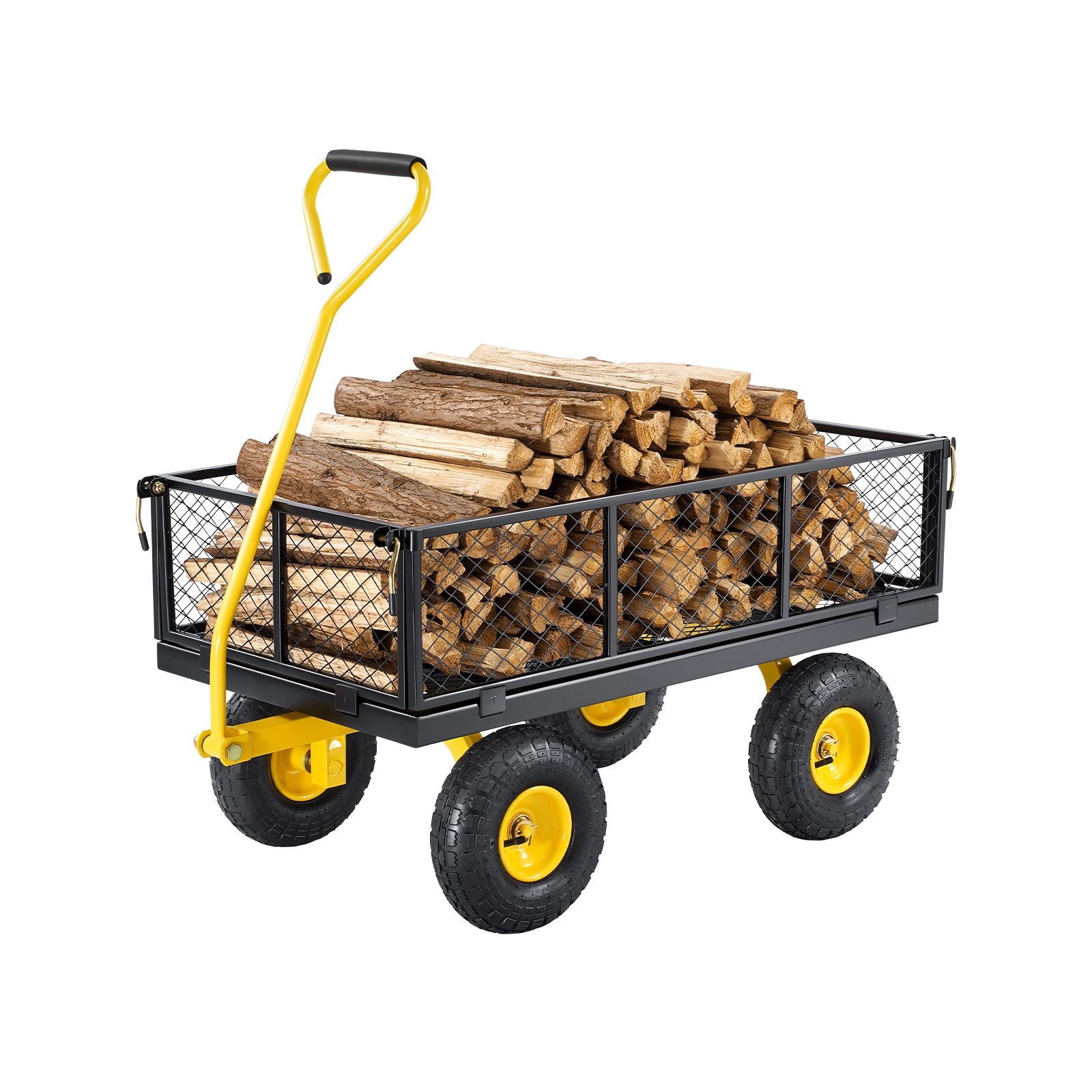 Kitchen & Dining Trolleys: VEVOR 900 Lbs Heavy Duty Steel Garden Cart, Garden Wagon Cart on Wheels, Outdoor Metal Yard Utility Wagon Carts with 10" Tires and Mesh Removable Sides(Convert to Flatbed) and 180°Rotating Handle