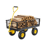 Kitchen & Dining Trolleys: VEVOR 900 Lbs Heavy Duty Steel Garden Cart, Garden Wagon Cart on Wheels, Outdoor Metal Yard Utility Wagon Carts with 10" Tires and Mesh Removable Sides(Convert to Flatbed) and 180°Rotating Handle