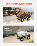 Kitchen & Dining Trolleys: VEVOR 900 Lbs Heavy Duty Steel Garden Cart, Garden Wagon Cart on Wheels, Outdoor Metal Yard Utility Wagon Carts with 10" Tires and Mesh Removable Sides(Convert to Flatbed) and 180°Rotating Handle