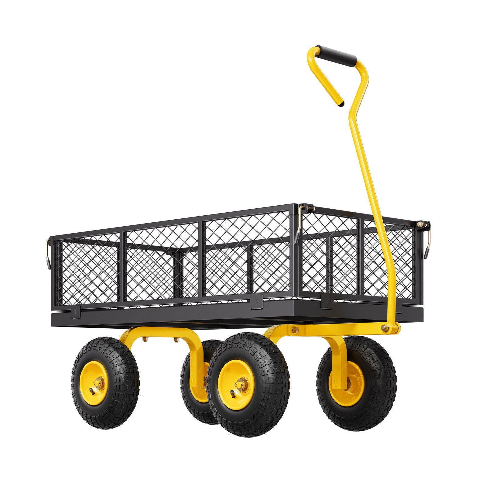Kitchen & Dining Trolleys: VEVOR 900 Lbs Heavy Duty Steel Garden Cart, Garden Wagon Cart on Wheels, Outdoor Metal Yard Utility Wagon Carts with 10" Tires and Mesh Removable Sides(Convert to Flatbed) and 180°Rotating Handle