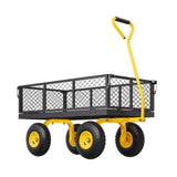 Kitchen & Dining Trolleys: VEVOR 900 Lbs Heavy Duty Steel Garden Cart, Garden Wagon Cart on Wheels, Outdoor Metal Yard Utility Wagon Carts with 10" Tires and Mesh Removable Sides(Convert to Flatbed) and 180°Rotating Handle