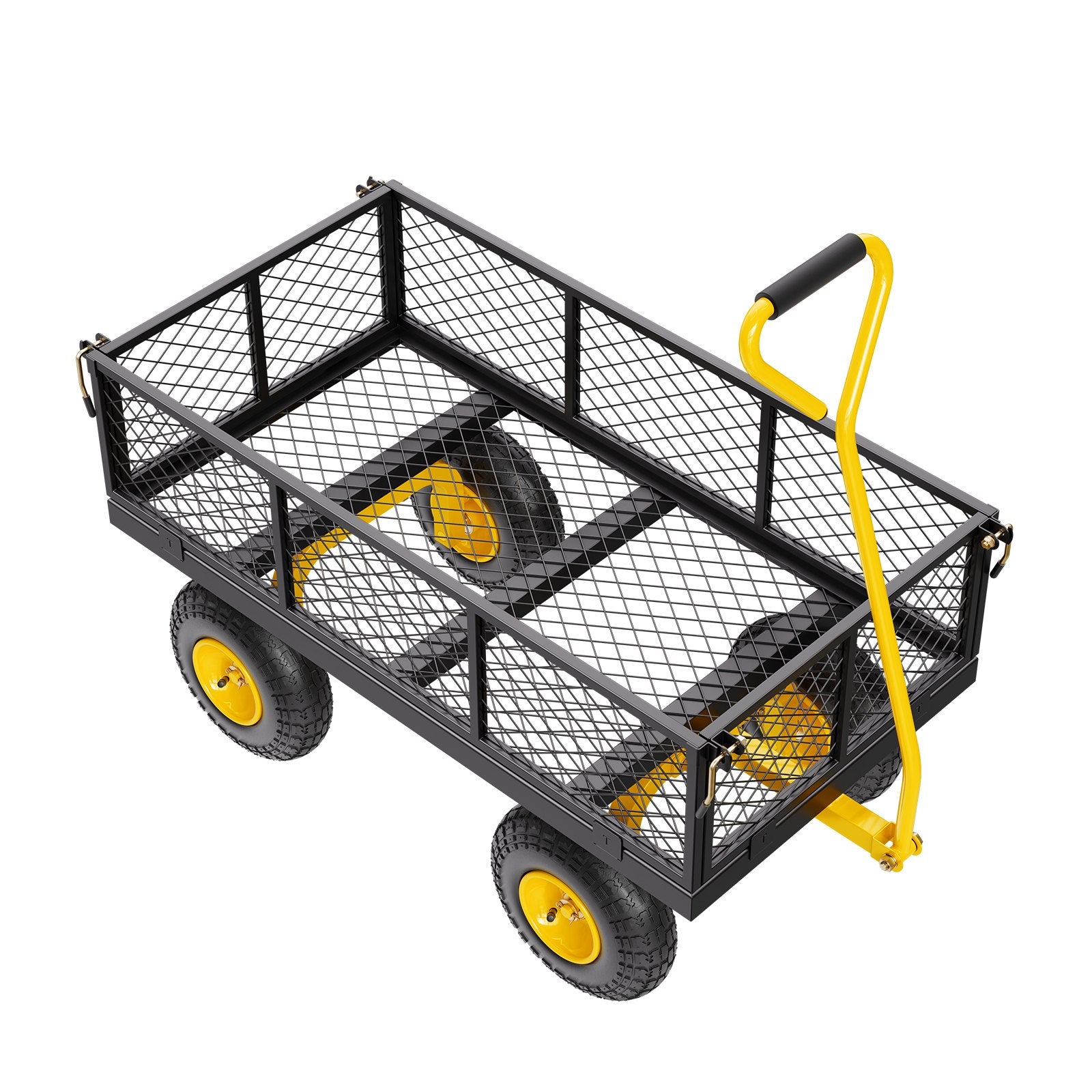 Kitchen & Dining Trolleys: VEVOR 900 Lbs Heavy Duty Steel Garden Cart, Garden Wagon Cart on Wheels, Outdoor Metal Yard Utility Wagon Carts with 10" Tires and Mesh Removable Sides(Convert to Flatbed) and 180°Rotating Handle