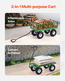 Kid's Tables, Chairs & Seats: VEVOR 900 Lbs Steel Garden Cart on Wheels, Heavy Duty Pullable Garden Wagon Yard Cart, Outdoor Metal Utility Wagon with 10" Tires and Mesh Removable Sides(Convert to Flatbed), and 180°Rotating Handle