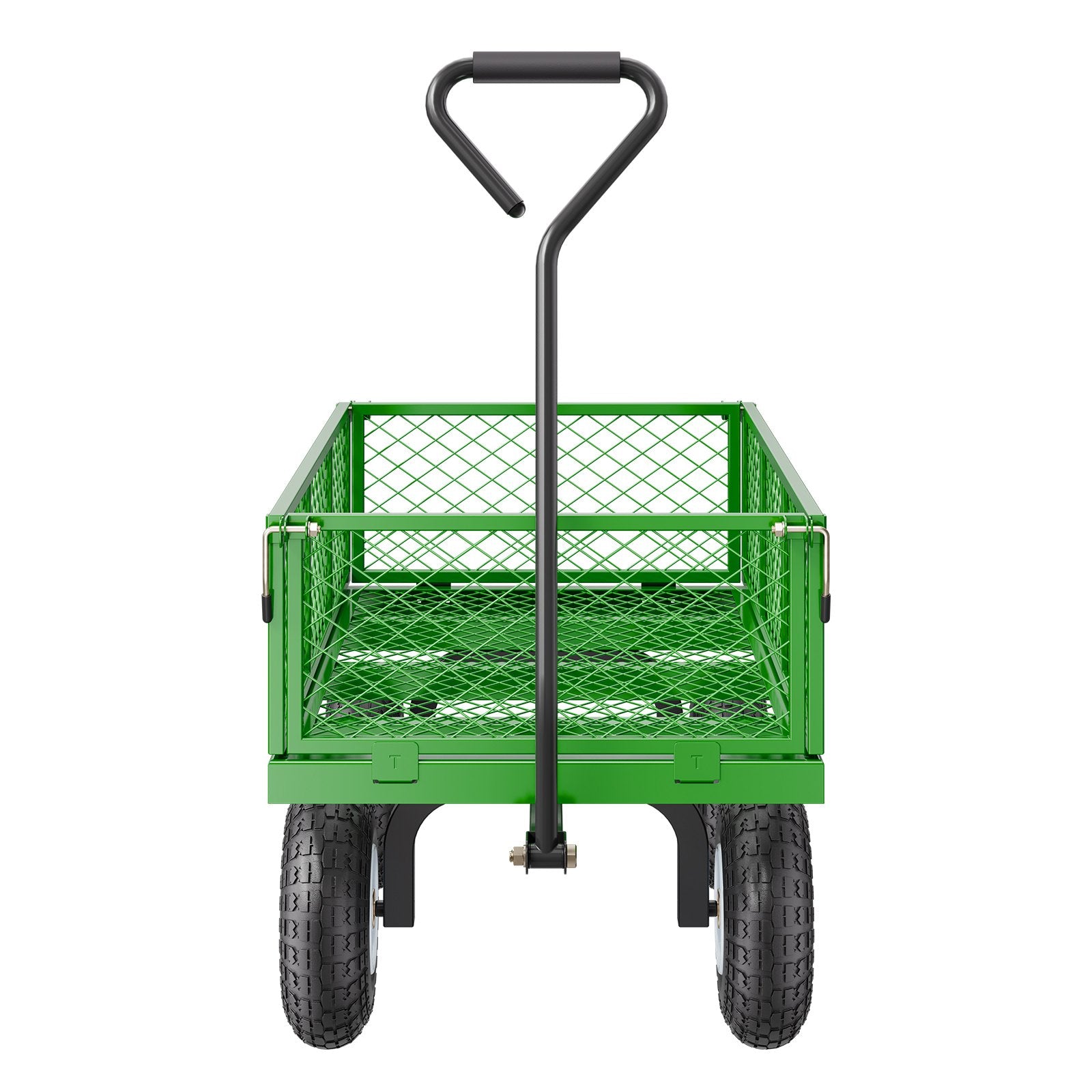 900 Lbs Steel Garden Cart on Wheels, Heavy Duty Pullable Garden Wagon Yard Cart, Outdoor Metal Utility Wagon with 10" Tires and Mesh Removable Sides(Convert to Flatbed), and 180°Rotating Handle