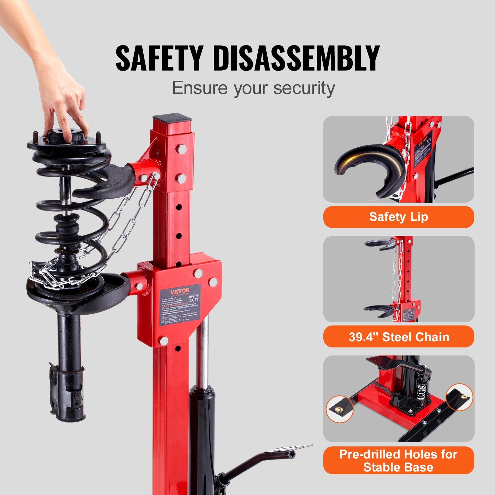 Automotive Repair & Speciality Tools: VEVOR Strut Spring Compressor, 4.5 Ton/9920 LBS Hydraulic Jack Capacity, 1 Ton Rated Compression Force, Auto Strut Coil Spring Compressor Tool, Hydraulic Spring Compressor for Strut Spring Removing