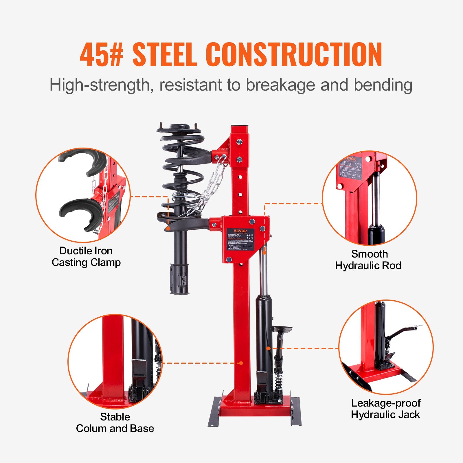 Automotive Repair & Speciality Tools: VEVOR Strut Spring Compressor, 4.5 Ton/9920 LBS Hydraulic Jack Capacity, 1 Ton Rated Compression Force, Auto Strut Coil Spring Compressor Tool, Hydraulic Spring Compressor for Strut Spring Removing