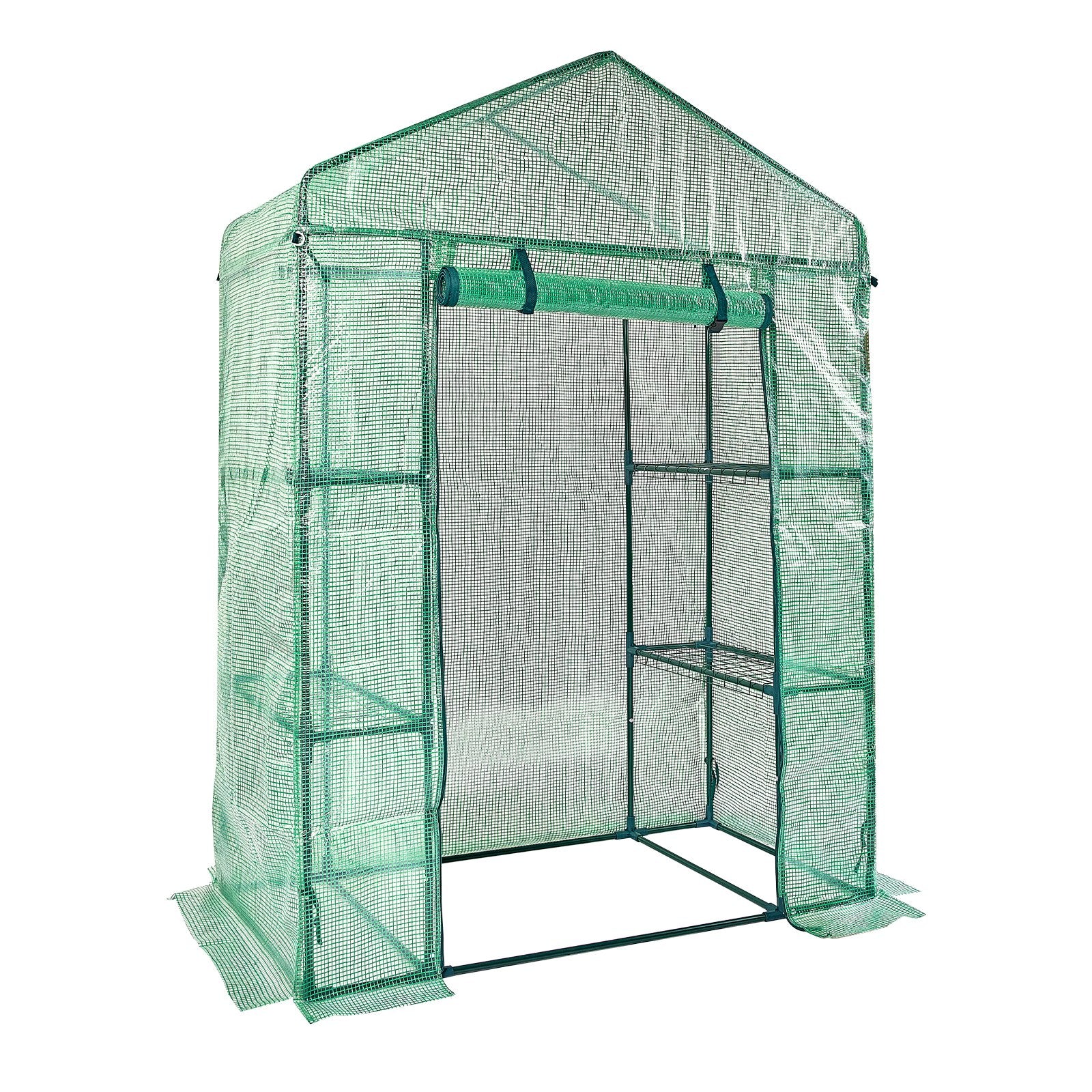 Greenhouses & Accessories: VEVOR Walk-in Green House, 4.6 x 2.4 x  6.7 ft  Greenhouse with Shelves, Set Up in Minutes, High Strength PE Cover with Doors & Windows and Steel Frame, Suitable for Planting and Storage, Green