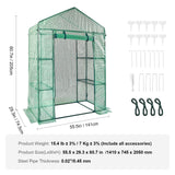 Greenhouses & Accessories: VEVOR Walk-in Green House, 4.6 x 2.4 x  6.7 ft  Greenhouse with Shelves, Set Up in Minutes, High Strength PE Cover with Doors & Windows and Steel Frame, Suitable for Planting and Storage, Green