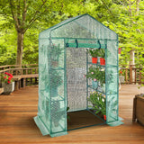 Greenhouses & Accessories: VEVOR Walk-in Green House, 4.6 x 2.4 x  6.7 ft  Greenhouse with Shelves, Set Up in Minutes, High Strength PE Cover with Doors & Windows and Steel Frame, Suitable for Planting and Storage, Green