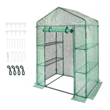 Greenhouses & Accessories: VEVOR Walk-in Green House, 4.6 x 2.4 x  6.7 ft  Greenhouse with Shelves, Set Up in Minutes, High Strength PE Cover with Doors & Windows and Steel Frame, Suitable for Planting and Storage, Green