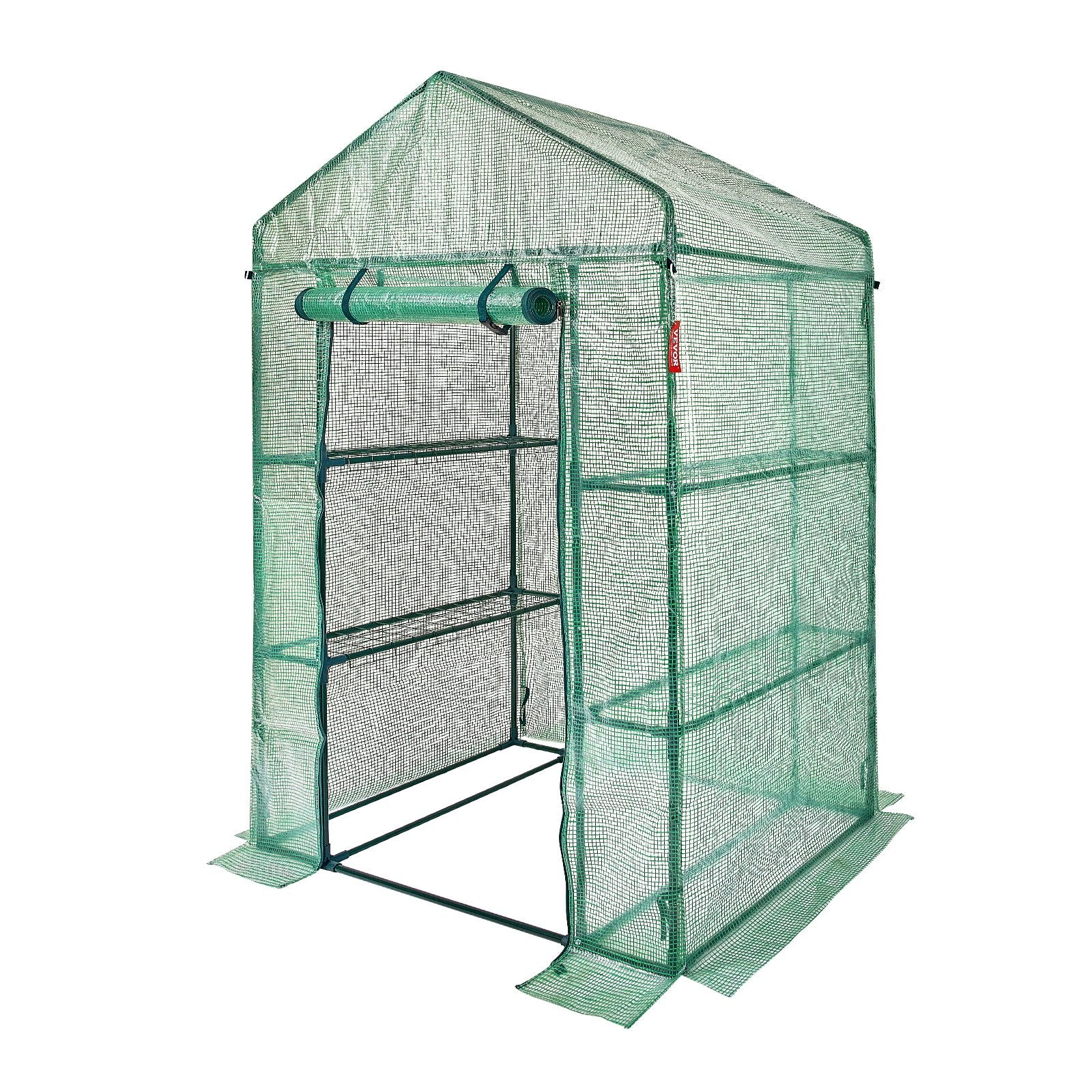 Greenhouses & Accessories: VEVOR Walk-in Green House, 4.6 x 2.4 x  6.7 ft  Greenhouse with Shelves, Set Up in Minutes, High Strength PE Cover with Doors & Windows and Steel Frame, Suitable for Planting and Storage, Green