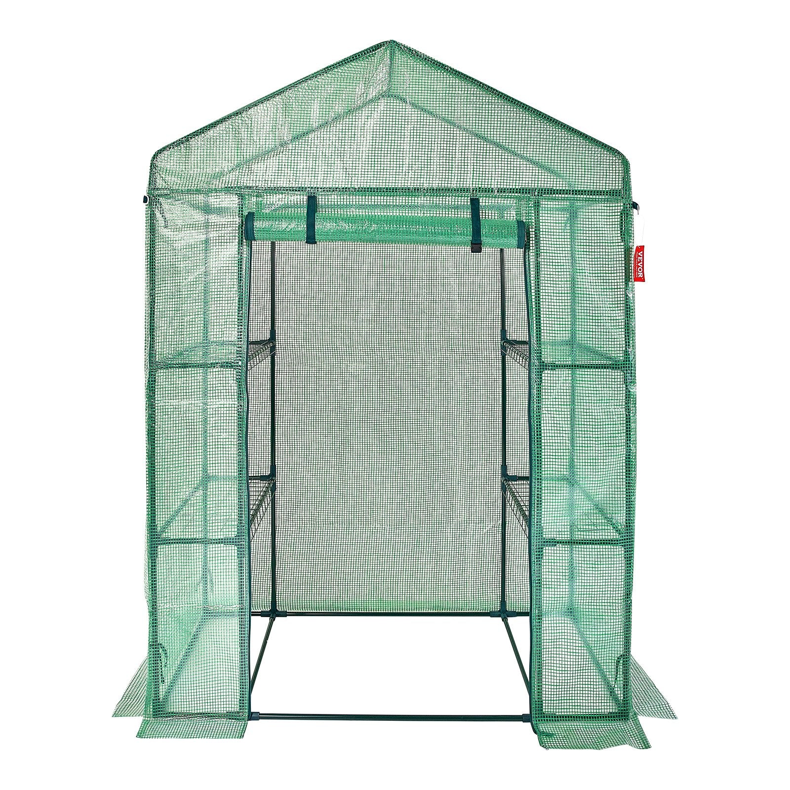 Greenhouses & Accessories: VEVOR Walk-in Green House, 4.6 x 2.4 x  6.7 ft  Greenhouse with Shelves, Set Up in Minutes, High Strength PE Cover with Doors & Windows and Steel Frame, Suitable for Planting and Storage, Green