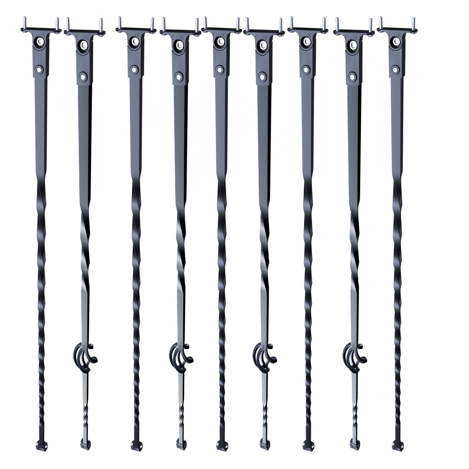 Building Toys: VEVOR Staircase Metal Balusters, 44'' x 1/2" Galvanized Steel Decorative Banister Spindles, 10 Pack Deck Baluster with Hollow Single Baskets, Twists, Spiral Stair Railing w/ Shoes & Screws