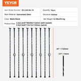 Building Toys: VEVOR Staircase Metal Balusters, 44'' x 1/2" Galvanized Steel Decorative Banister Spindles, 10 Pack Deck Baluster with Hollow Single Baskets, Twists, Spiral Stair Railing w/ Shoes & Screws