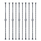 Building Toys: VEVOR Staircase Metal Balusters, 44'' x 1/2" Galvanized Steel Decorative Banister Spindles, 10 Pack Deck Baluster with Hollow Single Baskets, Twists, Spiral Stair Railing w/ Shoes & Screws