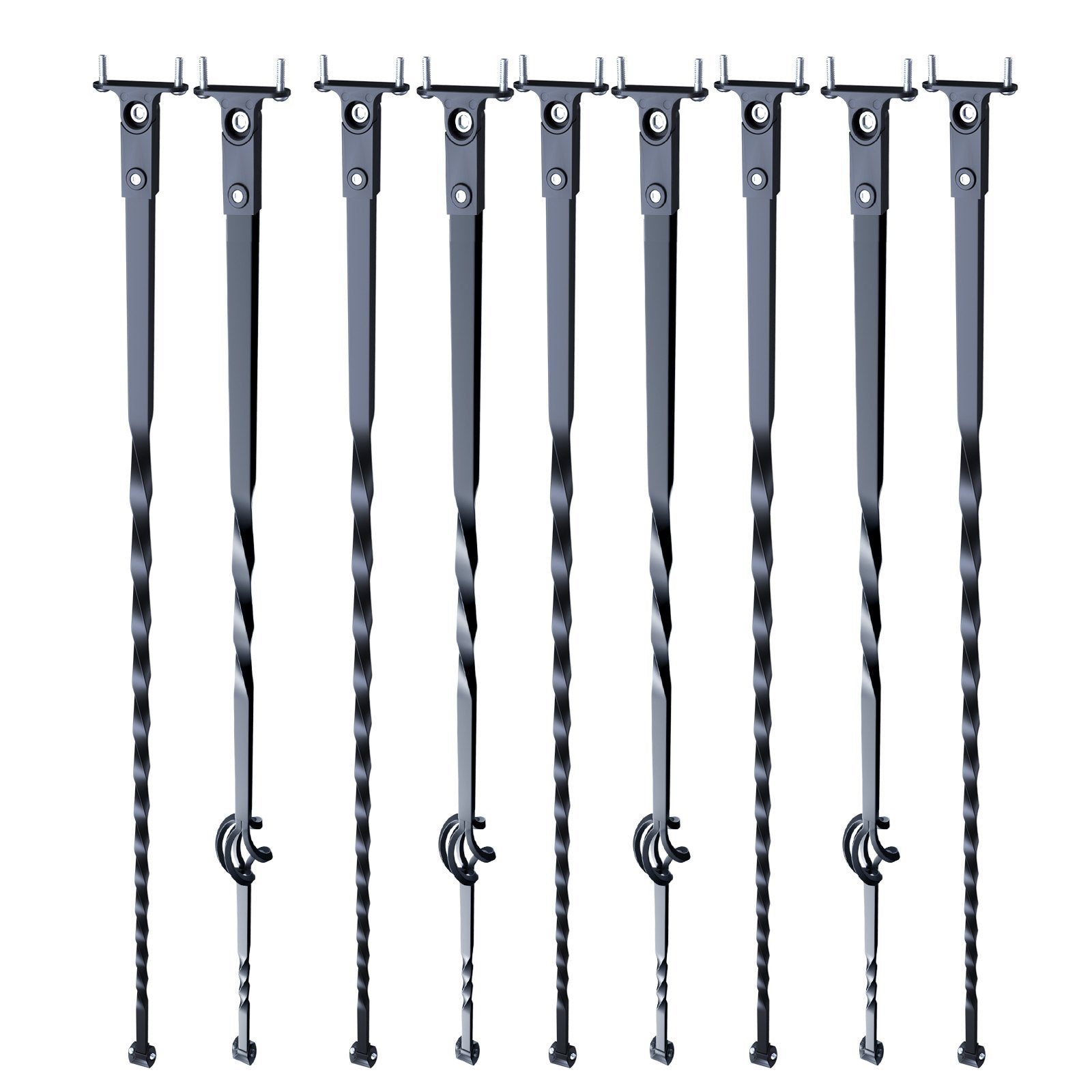 Building Toys: VEVOR Staircase Metal Balusters, 44'' x 1/2" Galvanized Steel Decorative Banister Spindles, 10 Pack Deck Baluster with Hollow Single Baskets, Twists, Spiral Stair Railing w/ Shoes & Screws