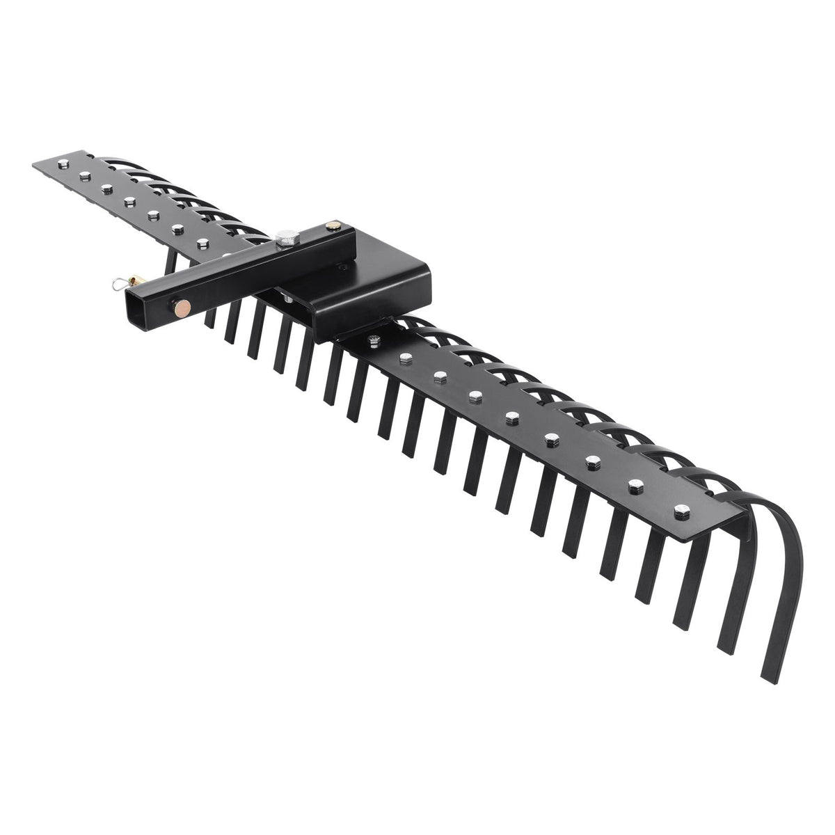 Tow Behind Landscape Rake, 1.5m Tow Dethatcher with 21 Steel Coil Tines, Lawn Dethatcher Rake Attaches to 1.2m or 15m Toolbars and 3-point Suspension Systems, for Leaves, Pine Needles, and Grass