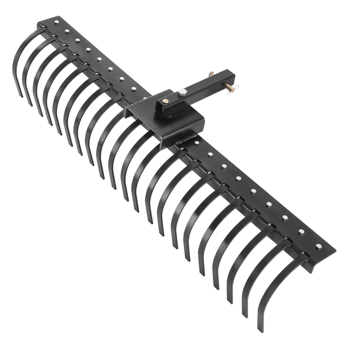 Tow Behind Landscape Rake, 1.5m Tow Dethatcher with 21 Steel Coil Tines, Lawn Dethatcher Rake Attaches to 1.2m or 15m Toolbars and 3-point Suspension Systems, for Leaves, Pine Needles, and Grass