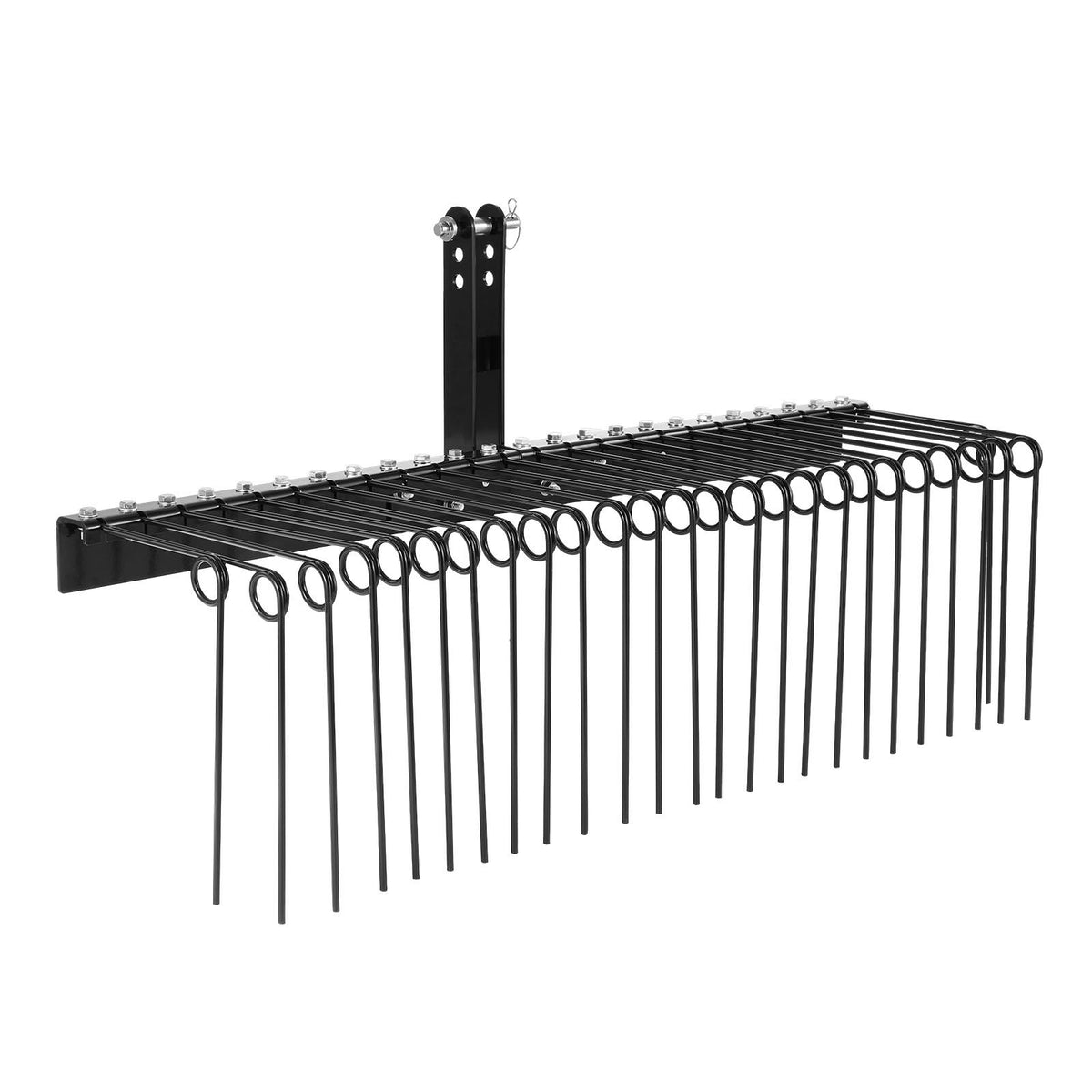 150 cm Tow Behind Landscape Rake, 3 Point Hitch Lawn Dethatcher Rake, 26 Spring Steel Tines, for Category 1 Tractors, Heavy Duty & Rust-Resistant Rakes Tractor Attachments for Leaves Pine Needles