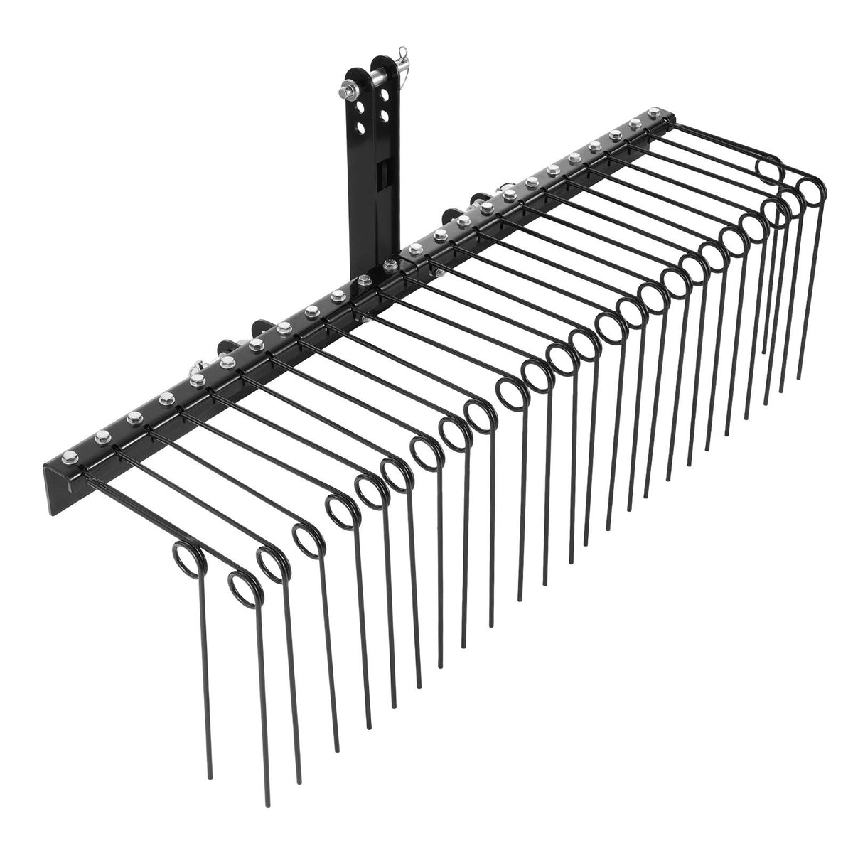 150 cm Tow Behind Landscape Rake, 3 Point Hitch Lawn Dethatcher Rake, 26 Spring Steel Tines, for Category 1 Tractors, Heavy Duty & Rust-Resistant Rakes Tractor Attachments for Leaves Pine Needles