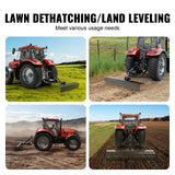 Chainsaws: VEVOR Tow Behind Dethatcher, 1.8m Tow Dethatcher with 36 Steel Tines, 3-Point Lawn Dethatcher Rake with Attachments for Tractor, Landscape Rake for Garden, Farm, Grass