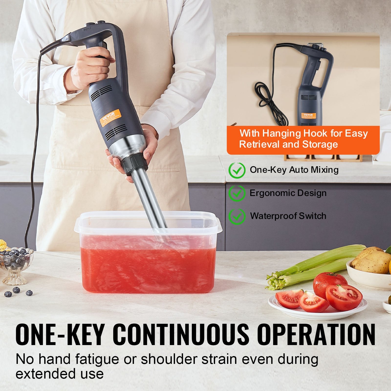 Commercial Cleaning Equipment: VEVOR Commercial Immersion Blender, 350W Heavy Duty Hand Mixer, 12 inch Stepless Variable Speed Mixer with Stainless Steel Blade, Multi-Purpose Portable Mixer for Soup, Sauces, Mashed Potatoes, Cream