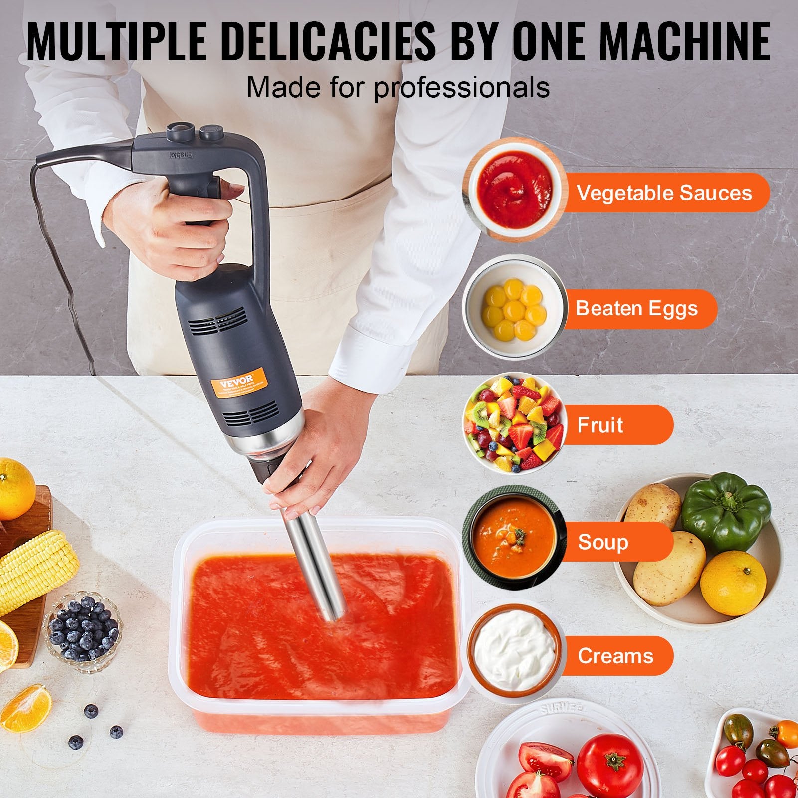 Commercial Cleaning Equipment: VEVOR Commercial Immersion Blender, 350W Heavy Duty Hand Mixer, 12 inch Stepless Variable Speed Mixer with Stainless Steel Blade, Multi-Purpose Portable Mixer for Soup, Sauces, Mashed Potatoes, Cream