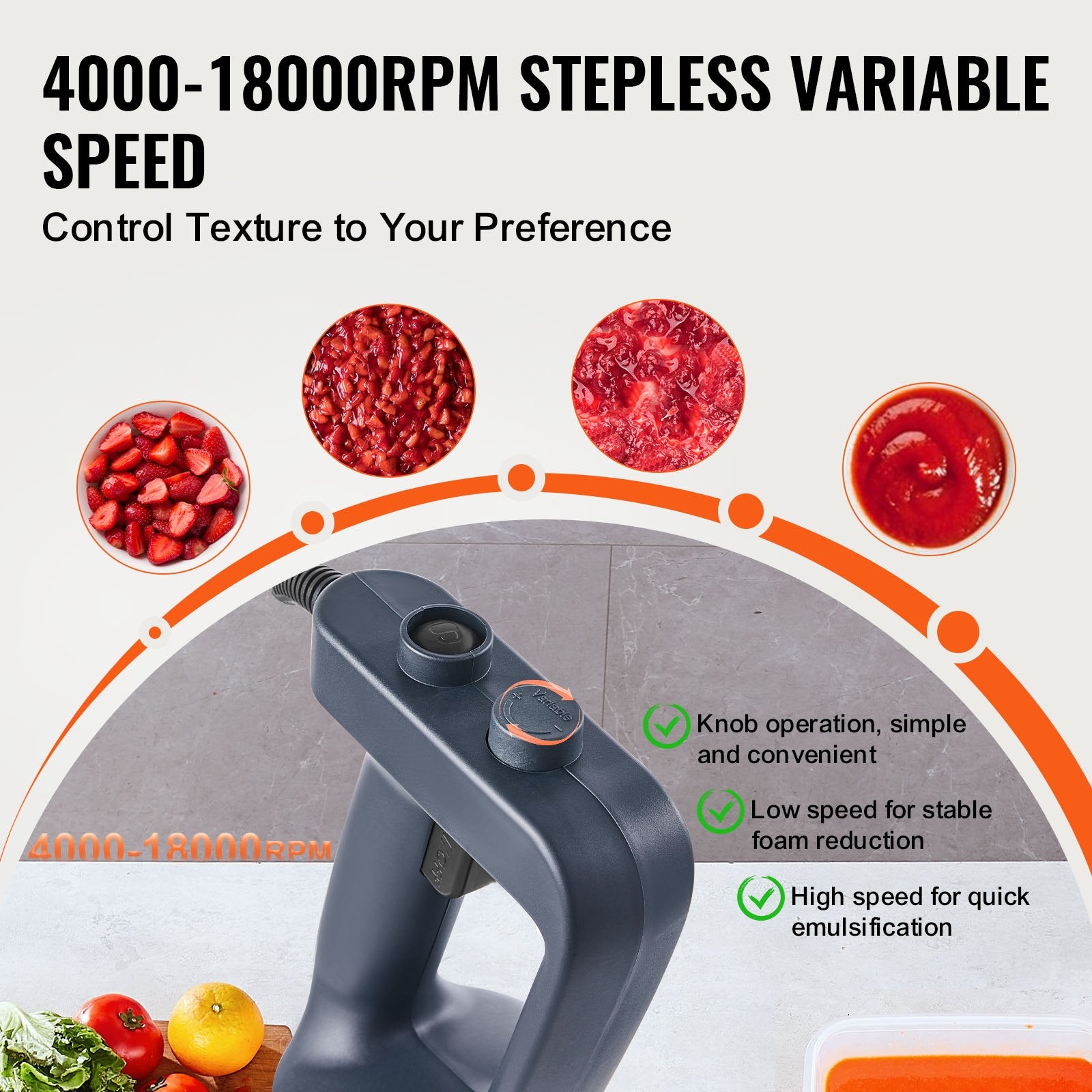 Commercial Immersion Blender 500W Heavy Duty Hand Mixer for Soup Sauces
