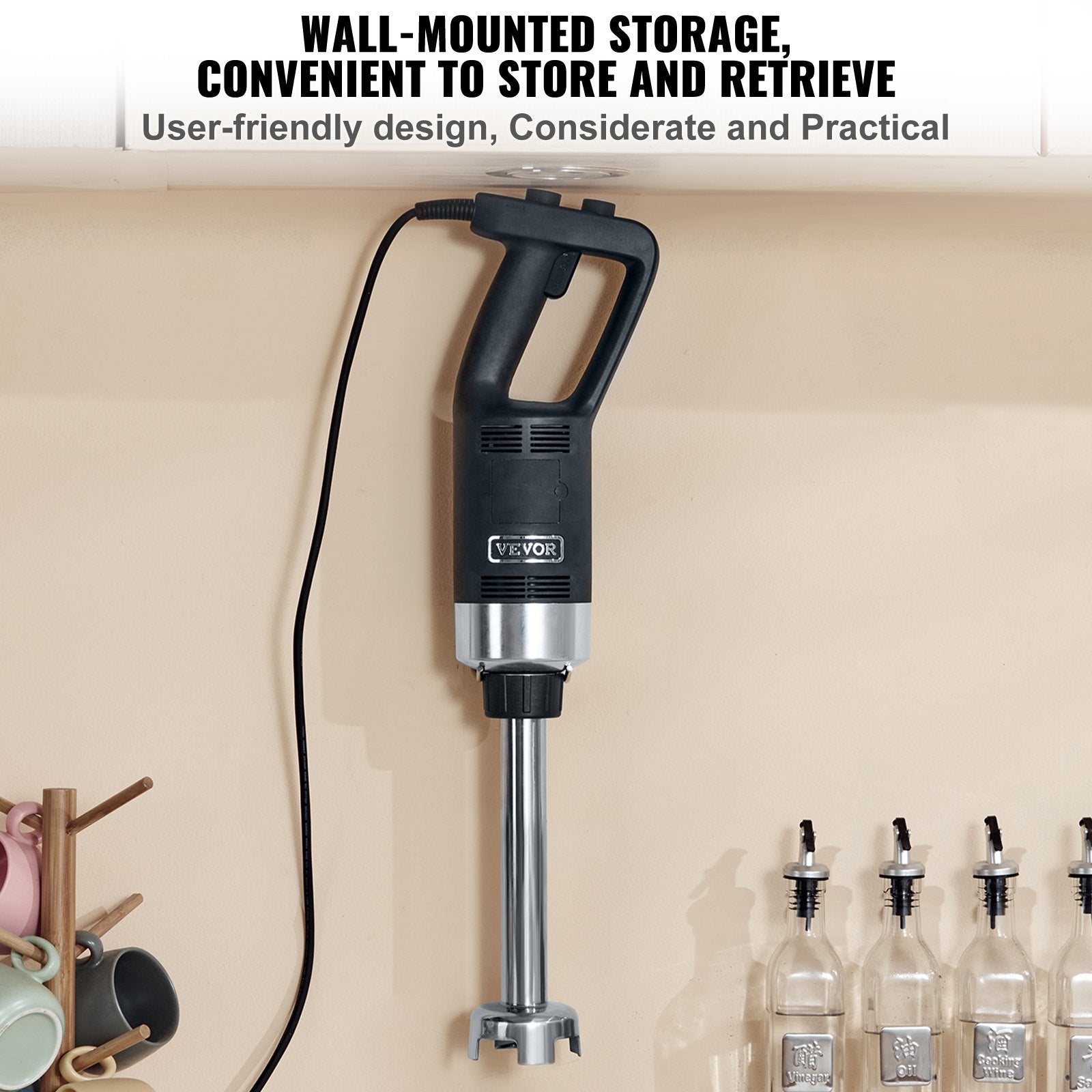 Commercial Immersion Blender, 500 Watt Heavy Duty Hand Mixer, Variable Speed Kitchen Stick Mixer with 304 Stainless Steel Blade, Multi-Purpose Portable Mixer for Soup, Smoothie, Puree, Baby Food