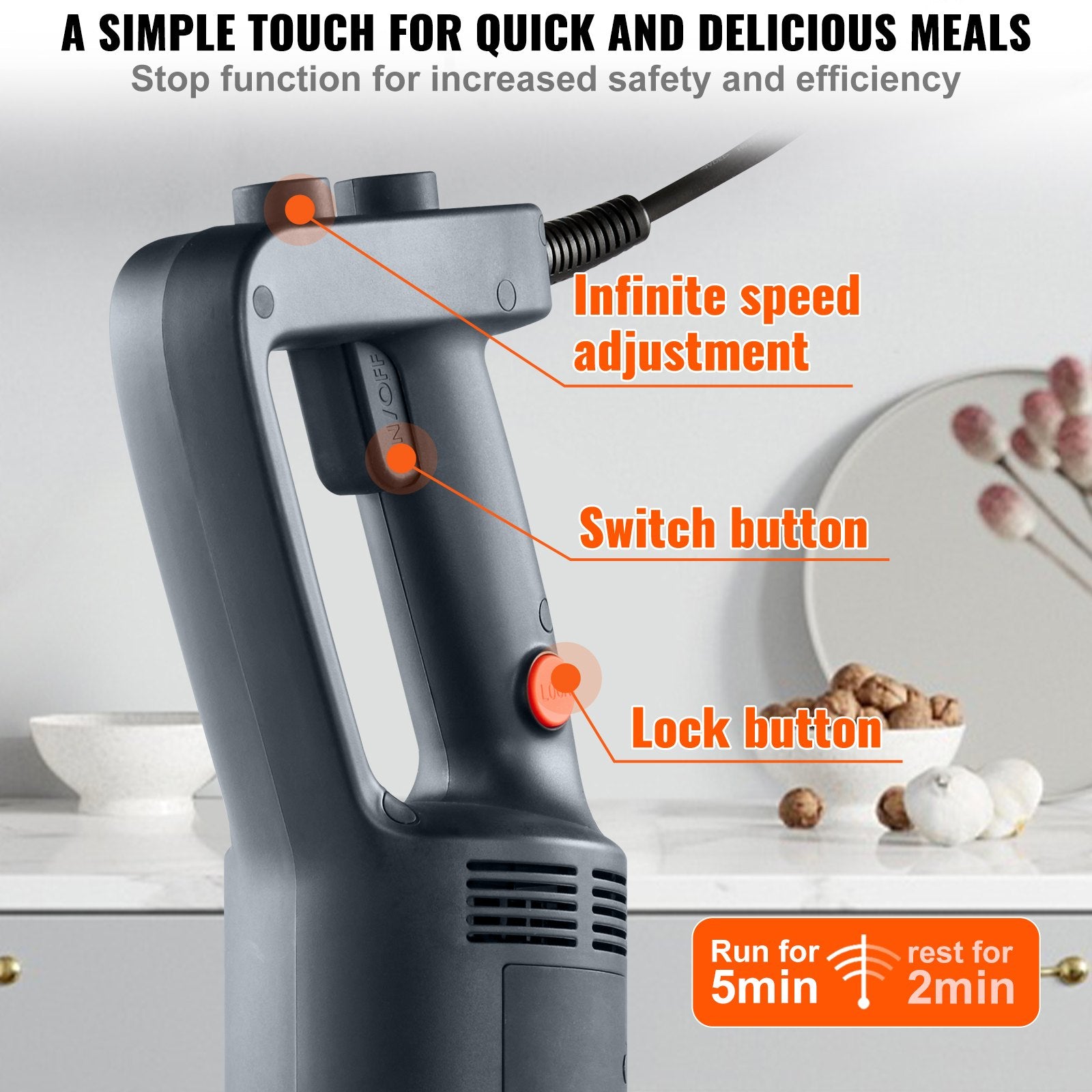 Commercial Cleaning Equipment: VEVOR Commercial Immersion Blender, 750W 12" Heavy Duty Hand Mixer, Variable Speed Kitchen Stick Mixer with 304 Stainless Steel Blade, Multi-Purpose Portable Mixer for Soup, Smoothie, Puree, Baby Food
