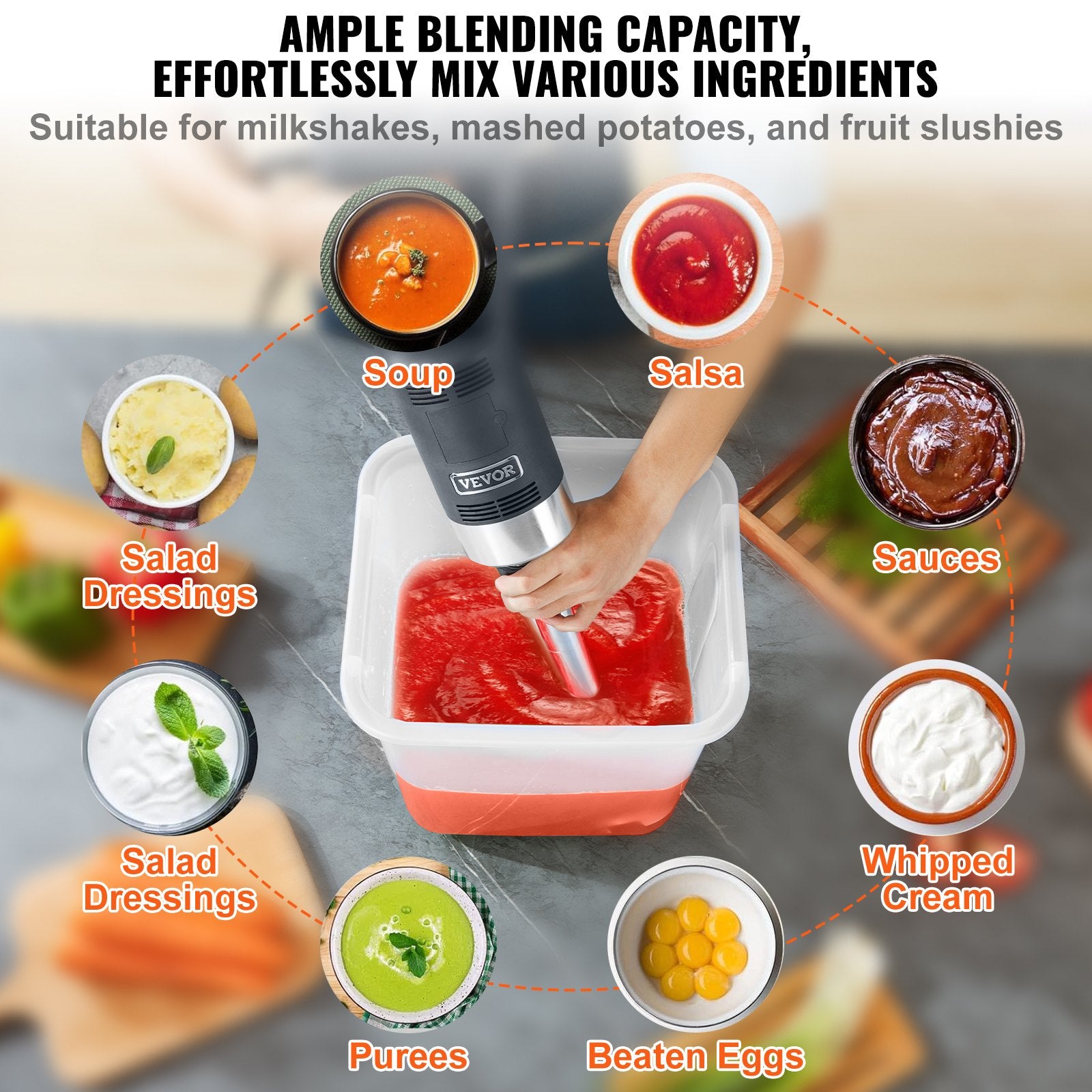 Commercial Cleaning Equipment: VEVOR Commercial Immersion Blender, 750W 12" Heavy Duty Hand Mixer, Variable Speed Kitchen Stick Mixer with 304 Stainless Steel Blade, Multi-Purpose Portable Mixer for Soup, Smoothie, Puree, Baby Food