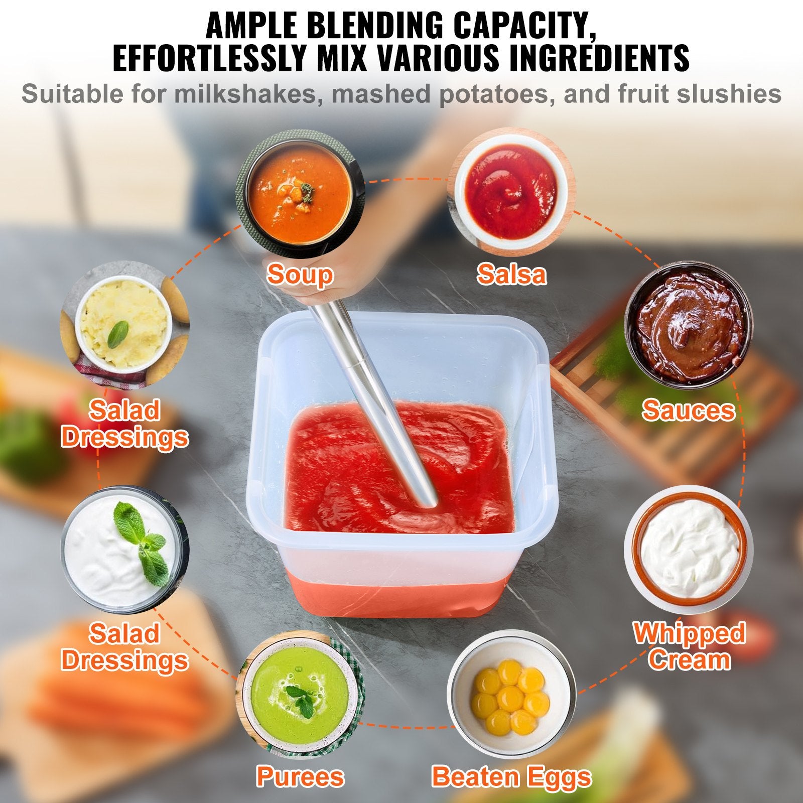 Professional Stick Blender, 500W Powerful Handheld Mixer, Adjustable Speed with Stainless Steel Blade, Versatile Hand Mixer for Soups, Smoothies, Purees, and Baby Food