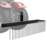 Bicycle Stands & Storage: VEVOR Tow Behind Landscape Rake, 1.8m Tow Dethatcher with 32 Steel Tines, Lawn Dethatcher Rake Attaches to Category 1, 3 Point Hitch for Tractor, for Leaves, Pine Needles, Straw, and Grass