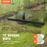 Bicycle Stands & Storage: VEVOR Tow Behind Landscape Rake, 1.8m Tow Dethatcher with 32 Steel Tines, Lawn Dethatcher Rake Attaches to Category 1, 3 Point Hitch for Tractor, for Leaves, Pine Needles, Straw, and Grass