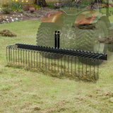 Bicycle Stands & Storage: VEVOR Tow Behind Landscape Rake, 1.8m Tow Dethatcher with 32 Steel Tines, Lawn Dethatcher Rake Attaches to Category 1, 3 Point Hitch for Tractor, for Leaves, Pine Needles, Straw, and Grass