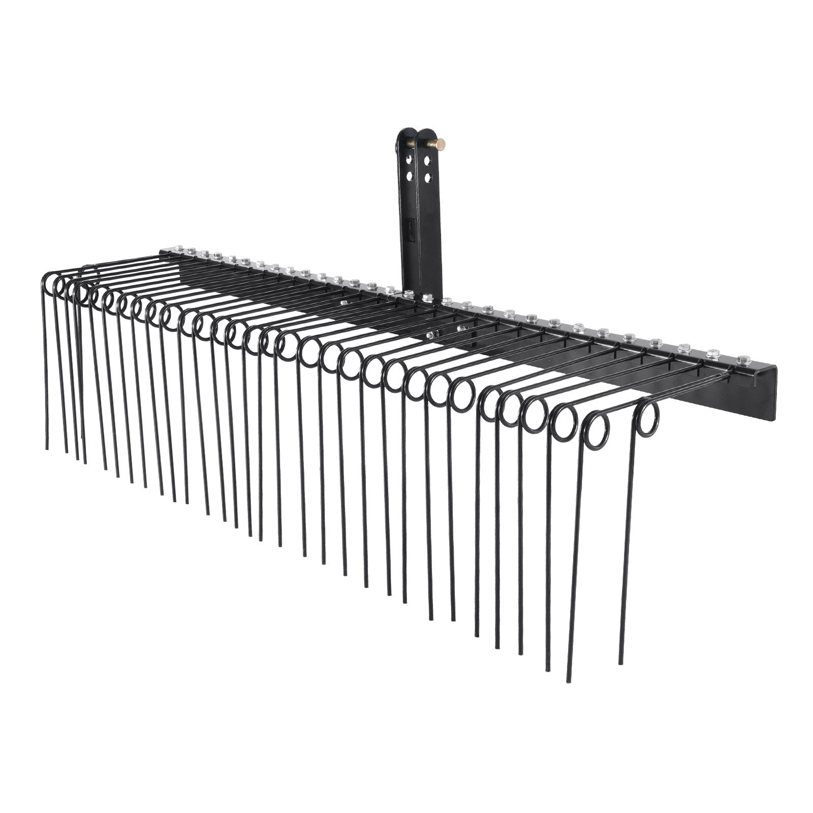 Tow Behind Landscape Rake, 1.8m Tow Dethatcher with 32 Steel Tines, Lawn Dethatcher Rake Attaches to Category 1, 3 Point Hitch for Tractor, for Leaves, Pine Needles, Straw, and Grass
