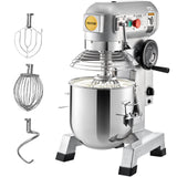 Food Mixers & Blenders: VEVOR Professional Kitchen Mixer, 10Qt Capacity with Timer, 450W Stainless Steel Bowl Durable Electric Mixer for Commercial Use, 3 Speed Options 113/184/341 RPM, Includes Dough Hook & Whisk