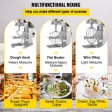 Food Mixers & Blenders: VEVOR Professional Kitchen Mixer, 10Qt Capacity with Timer, 450W Stainless Steel Bowl Durable Electric Mixer for Commercial Use, 3 Speed Options 113/184/341 RPM, Includes Dough Hook & Whisk
