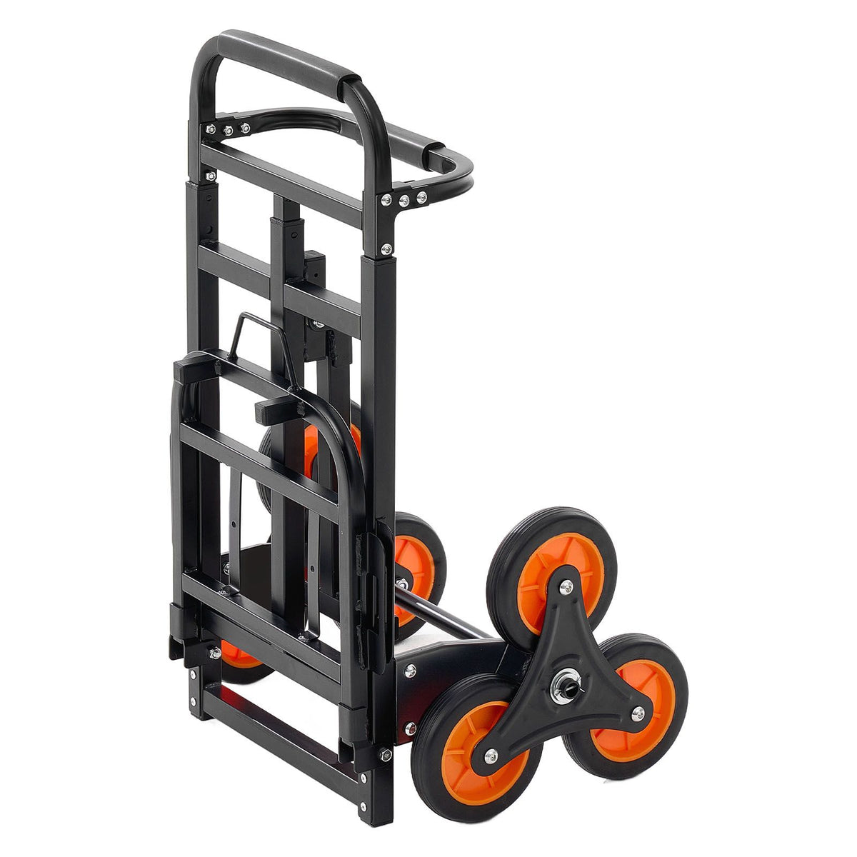 Stair Climbing Cart, 100 kg Stair-Climbing Capacity, Heavy-Duty Folding Trolley Cart with Telescoping Handle, 6 Wheels and 2 Bungee Cords, Stair Climber Dolly for Home, Groceries, Warehouse