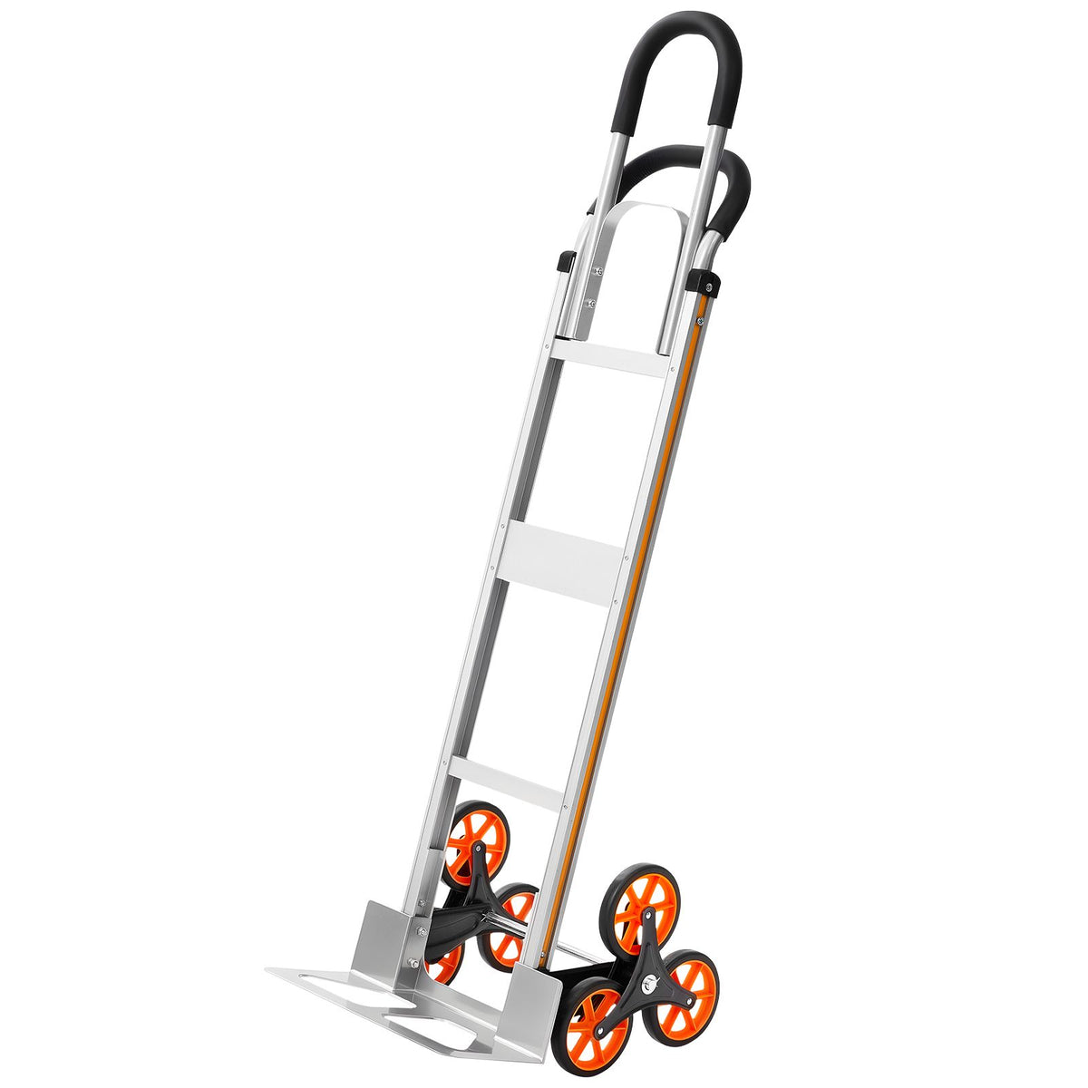 Stair Climbing Cart, 150 kg Stair-Climb Capacity, Aluminum Alloy Folding Trolley Cart with Telescoping Handle, 6 Wheels and 2 Bungee Cords, Stair Climber Dolly for Home, Groceries, Warehouse