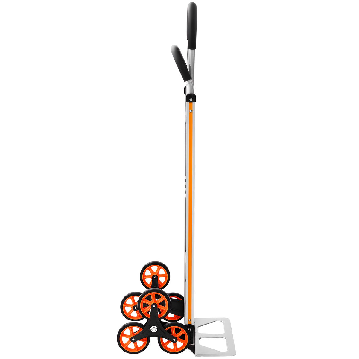Stair Climbing Cart, 150 kg Stair-Climb Capacity, Aluminum Alloy Folding Trolley Cart with Telescoping Handle, 6 Wheels and 2 Bungee Cords, Stair Climber Dolly for Home, Groceries, Warehouse