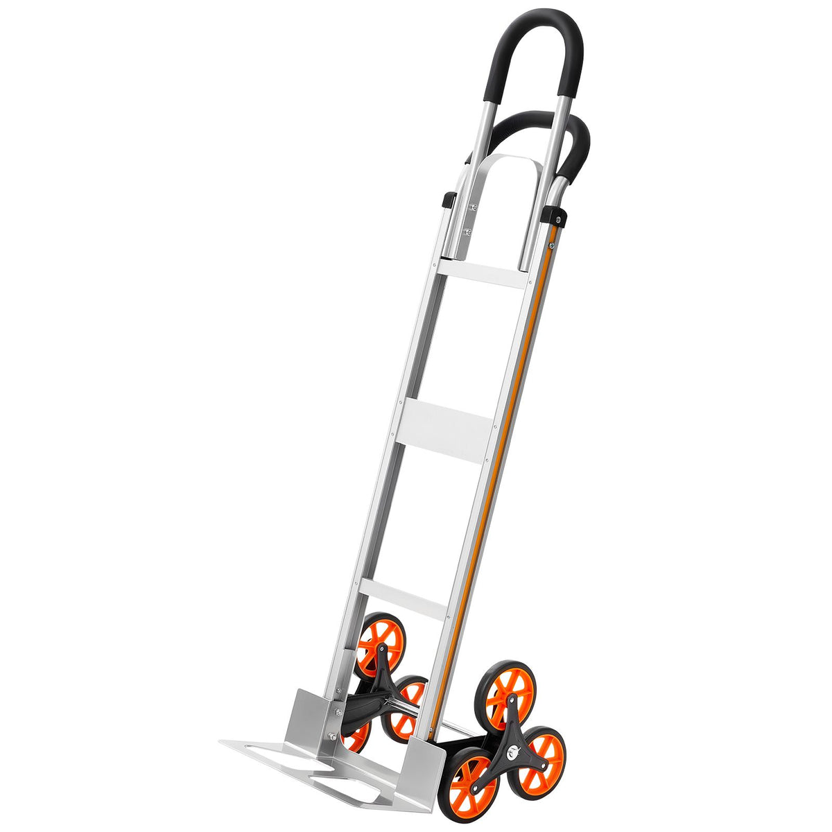 Stair Climbing Cart, 150 kg Stair-Climb Capacity, Aluminum Alloy Folding Trolley Cart with Telescoping Handle, 6 Wheels and 2 Bungee Cords, Stair Climber Dolly for Home, Groceries, Warehouse