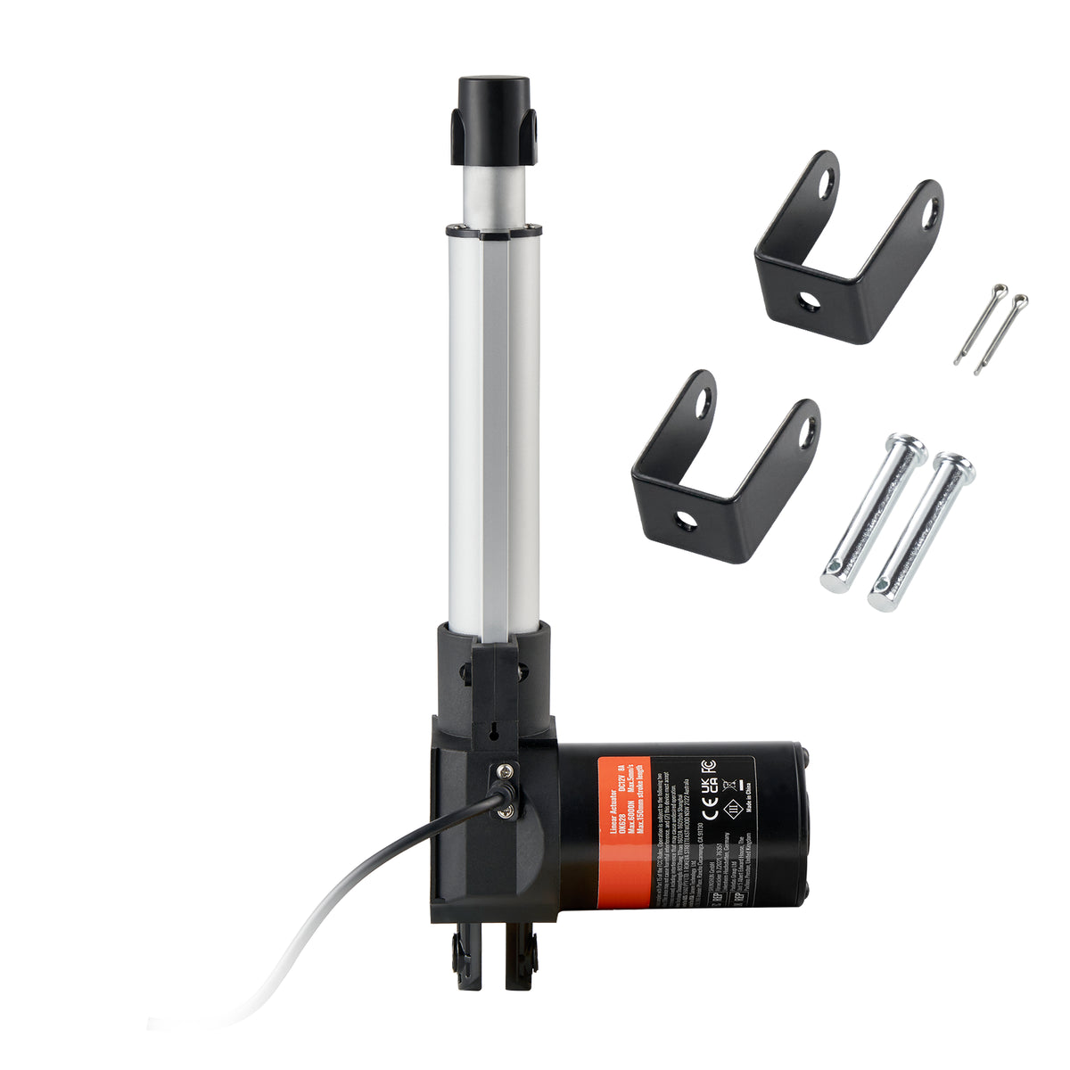 Linear Actuator 12V, 6 Inch Heavy Duty 1320lbs/6000N Linear Actuator, 0.19"/s Linear Motion Actuator with Mounting Bracket & IP44 Protection for Electric Door Industrial Machinery Vessels Cargo